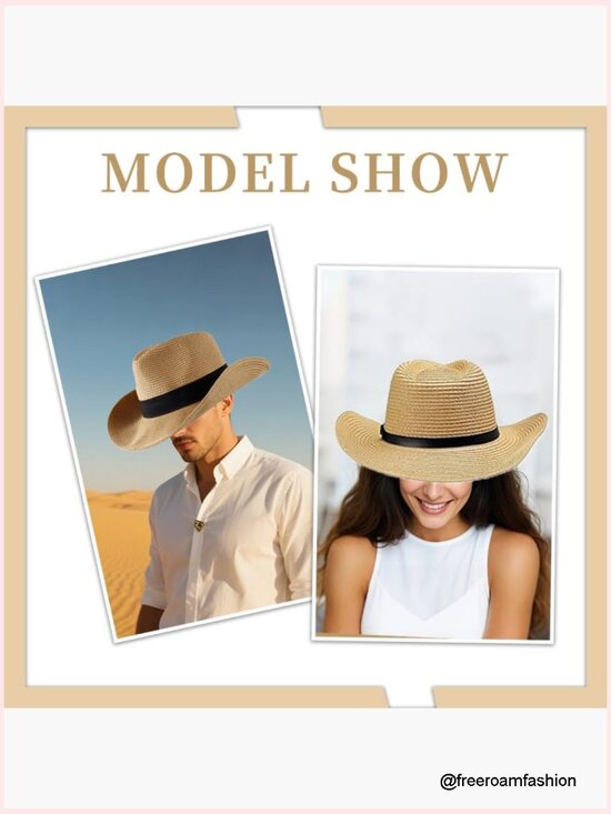Foldable Wide Brim Cowboy Hat for Travel, Vacation, Beach, Sun main image 6